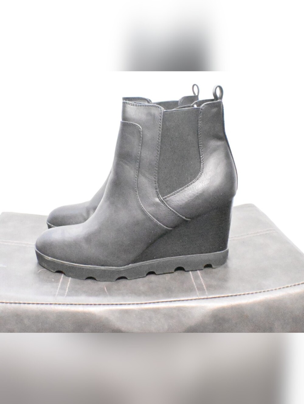 Xappeal Black Wedge Ankle Boots